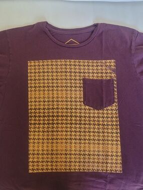 Altru Purple Short-Sleeve Tee  Houndstooth Panel and Chest Pocket